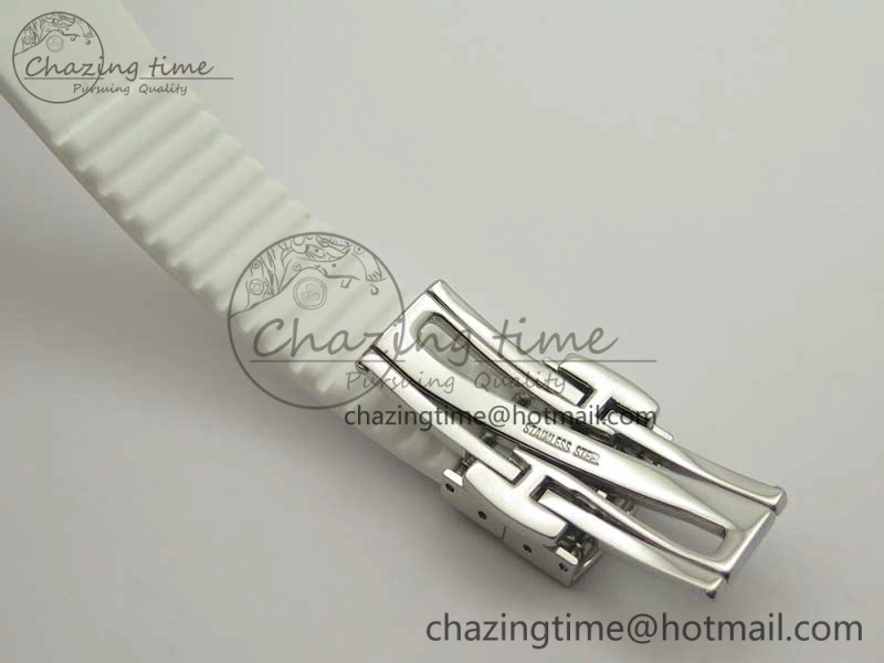 Tailored Aquanaut Jumbo 5069G SS Best Edition White Dial On White Rubber Strap Asian PP324CS(Free Box) 9005