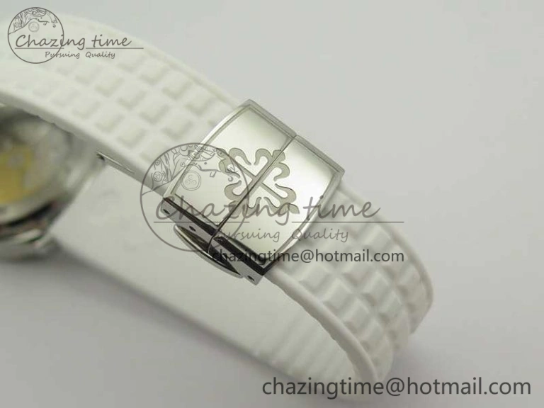 Tailored Aquanaut Jumbo 5069G SS Best Edition White Dial On White Rubber Strap Asian PP324CS(Free Box) 9005
