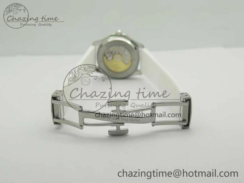 Tailored Aquanaut Jumbo 5069G SS Best Edition White Dial On White Rubber Strap Asian PP324CS(Free Box) 9005