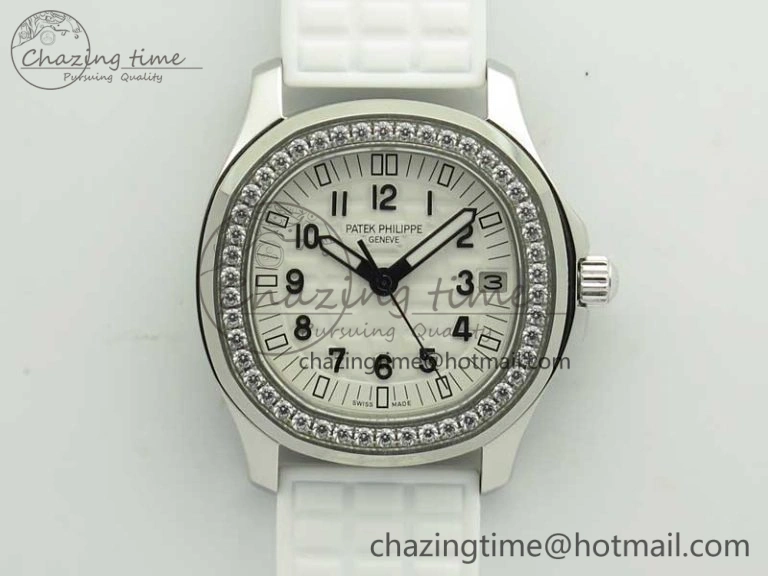 Tailored Aquanaut Jumbo 5069G SS Best Edition White Dial On White Rubber Strap Asian PP324CS(Free Box) 9005