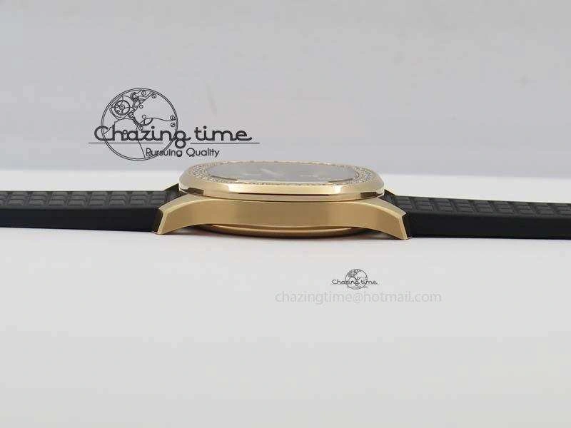 Contemporary Aquanaut RG 35mm Best Edition Black Dial Diamond Bezel On Black Rubber Strap Ronda Quartz 9072