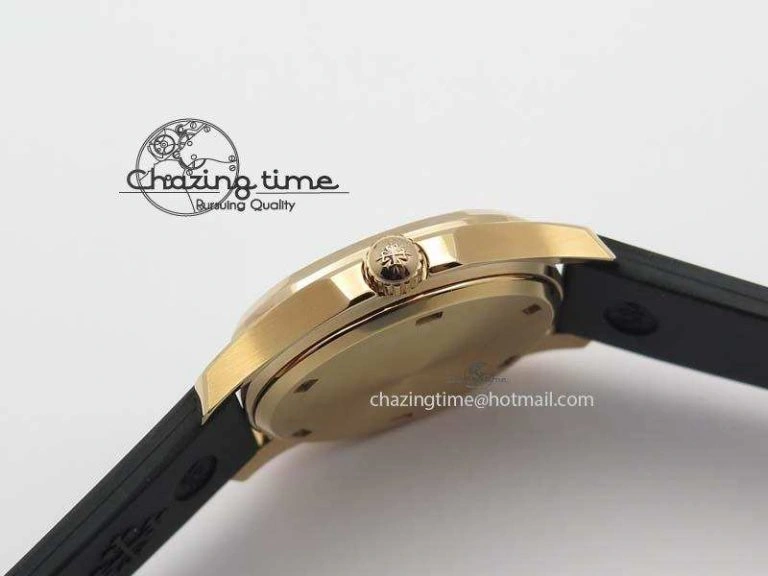 Contemporary Aquanaut RG 35mm Best Edition Black Dial Diamond Bezel On Black Rubber Strap Ronda Quartz 9072