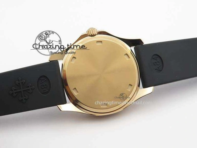 Contemporary Aquanaut RG 35mm Best Edition Black Dial Diamond Bezel On Black Rubber Strap Ronda Quartz 9072