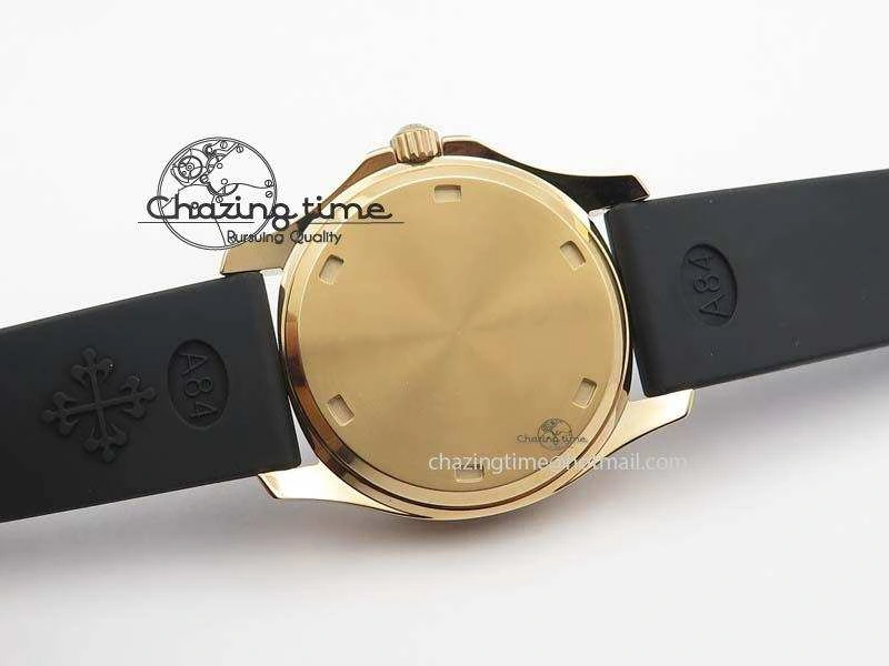 Contemporary Aquanaut RG 35mm Best Edition Black Dial Diamond Bezel On Black Rubber Strap Ronda Quartz 9072