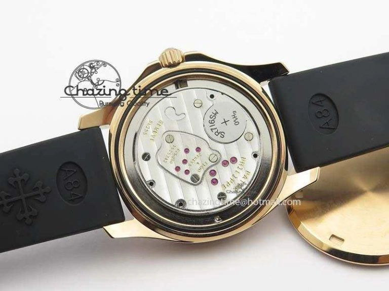 Contemporary Aquanaut RG 35mm Best Edition Black Dial Diamond Bezel On Black Rubber Strap Ronda Quartz 9072
