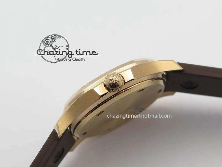 Bold Aquanaut RG 35mm Best Edition Brown Dial Diamond Bezel On Brown Rubber Strap Ronda Quartz 9073