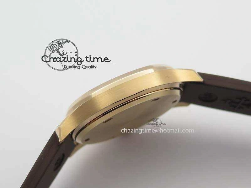Bold Aquanaut RG 35mm Best Edition Brown Dial Diamond Bezel On Brown Rubber Strap Ronda Quartz 9073