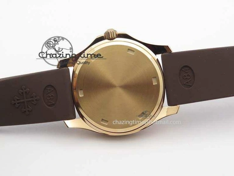 Bold Aquanaut RG 35mm Best Edition Brown Dial Diamond Bezel On Brown Rubber Strap Ronda Quartz 9073