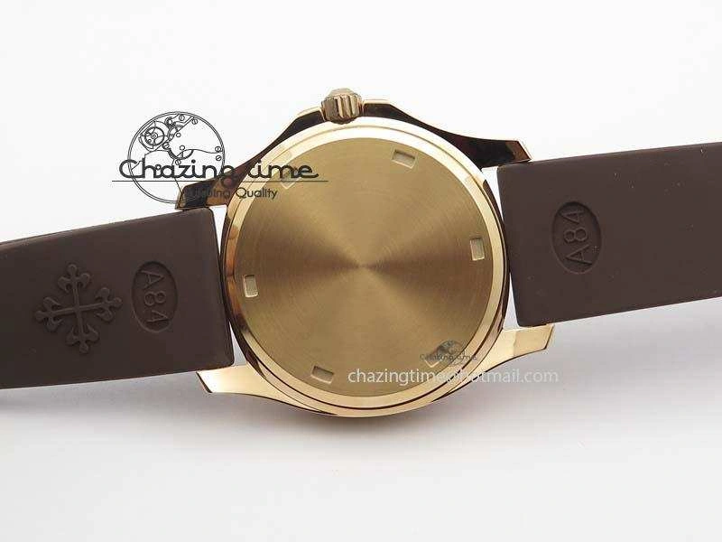 Bold Aquanaut RG 35mm Best Edition Brown Dial Diamond Bezel On Brown Rubber Strap Ronda Quartz 9073