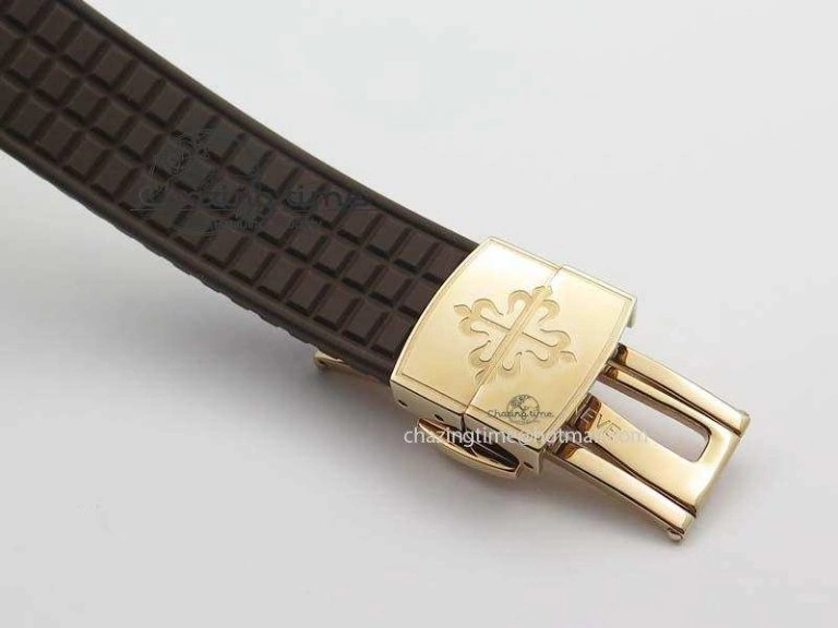 Bold Aquanaut RG 35mm Best Edition Brown Dial Diamond Bezel On Brown Rubber Strap Ronda Quartz 9073