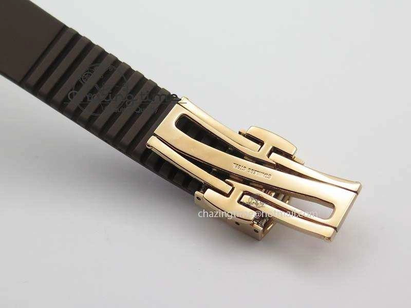 Bold Aquanaut RG 35mm Best Edition Brown Dial Diamond Bezel On Brown Rubber Strap Ronda Quartz 9073