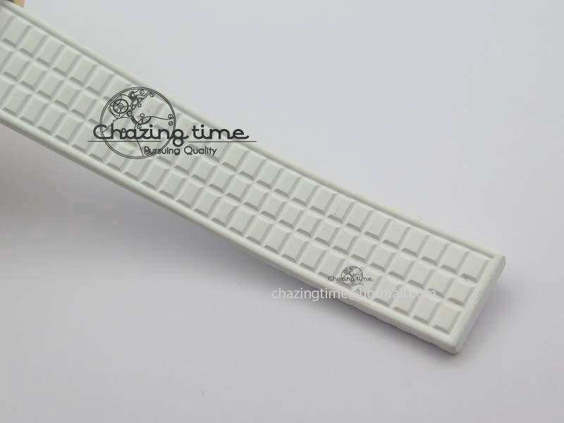 Seasonal Aquanaut RG 35mm Best Edition White Dial Diamond Bezel On White Rubber Strap Ronda Quartz 9074