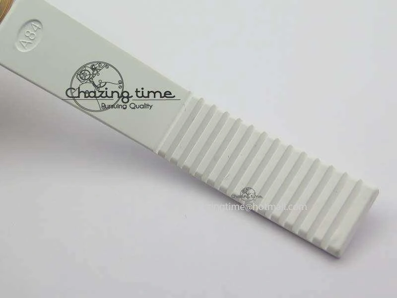 Seasonal Aquanaut RG 35mm Best Edition White Dial Diamond Bezel On White Rubber Strap Ronda Quartz 9074