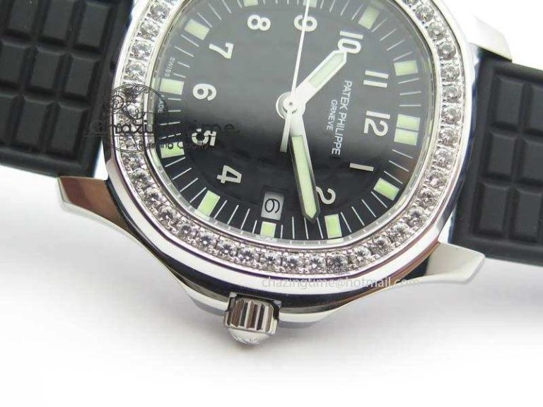 Aquanaut SS 35mm Best Editon Black Dial Diamond Bezel on Black Rubber Strap Ronda Quartz SunProtective 9080