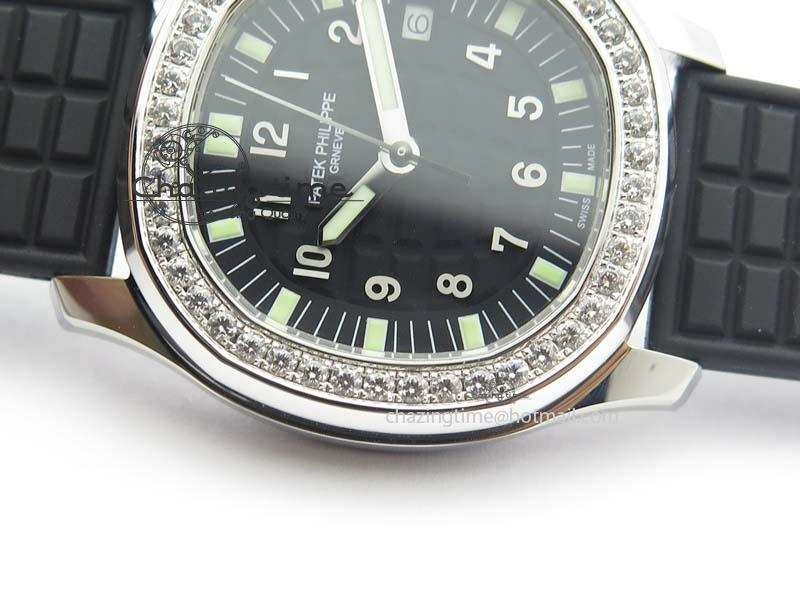 Aquanaut SS 35mm Best Editon Black Dial Diamond Bezel on Black Rubber Strap Ronda Quartz SunProtective 9080