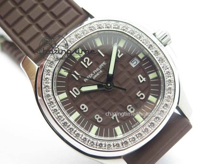 GoAnywhere Aquanaut SS 35mm Best Editon Brown Dial Diamond Bezel on Brown Rubber Strap Ronda Quartz 9081