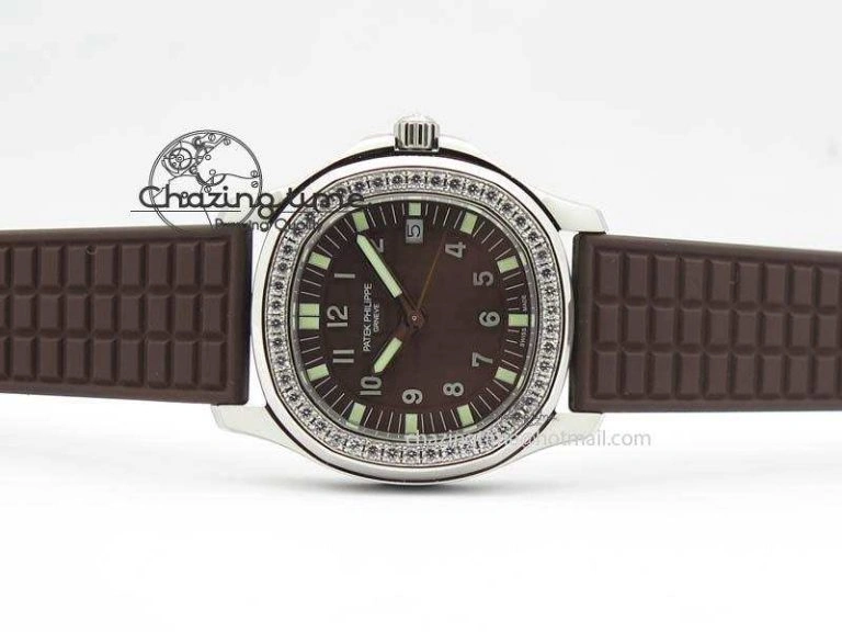 GoAnywhere Aquanaut SS 35mm Best Editon Brown Dial Diamond Bezel on Brown Rubber Strap Ronda Quartz 9081