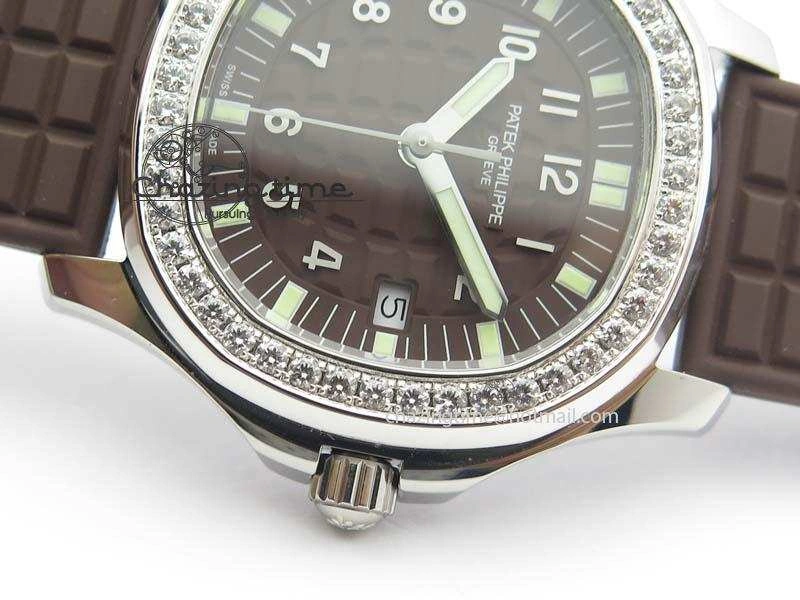 GoAnywhere Aquanaut SS 35mm Best Editon Brown Dial Diamond Bezel on Brown Rubber Strap Ronda Quartz 9081