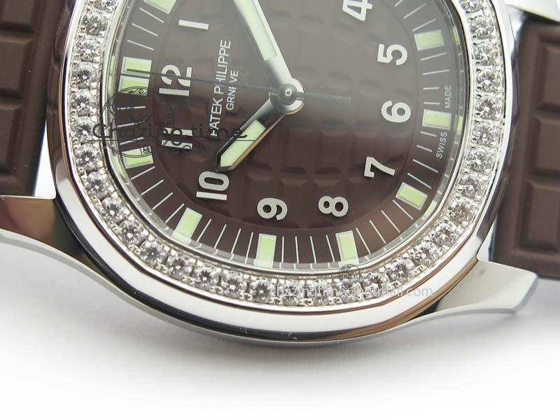 GoAnywhere Aquanaut SS 35mm Best Editon Brown Dial Diamond Bezel on Brown Rubber Strap Ronda Quartz 9081