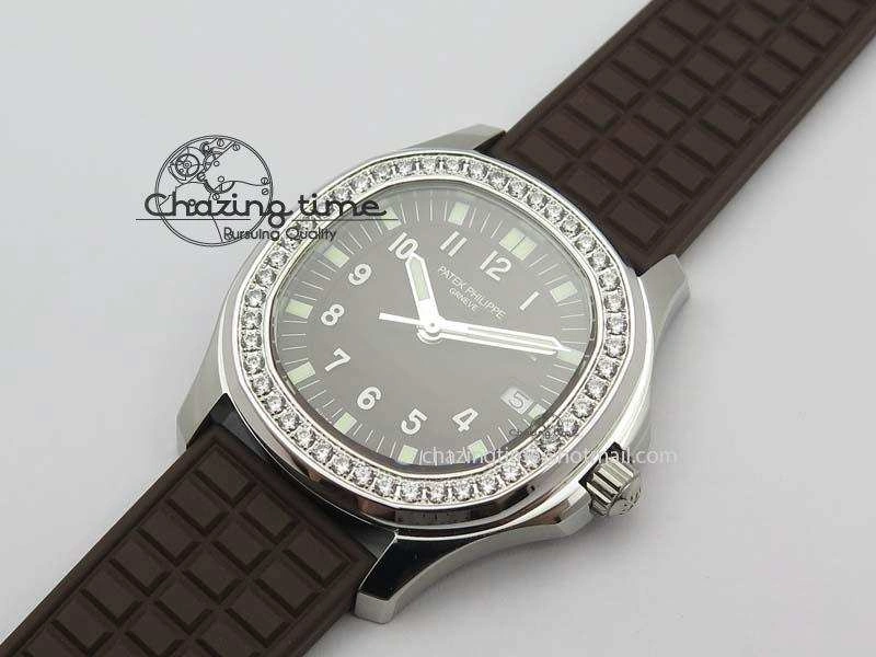 GoAnywhere Aquanaut SS 35mm Best Editon Brown Dial Diamond Bezel on Brown Rubber Strap Ronda Quartz 9081