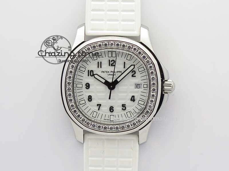 Aquanaut SS 35mm Best Editon White Dial Diamond Bezel On White Rubber Strap Ronda Quartz HighQuality 9078