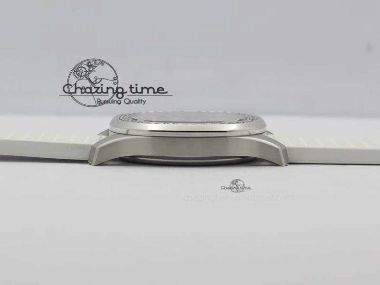 Aquanaut SS 35mm Best Editon White Dial Diamond Bezel On White Rubber Strap Ronda Quartz HighQuality 9078