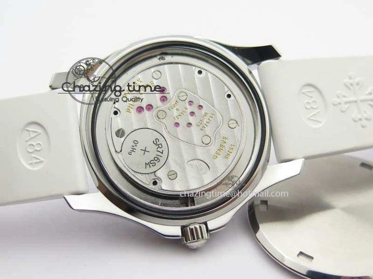 Aquanaut SS 35mm Best Editon White Dial Diamond Bezel On White Rubber Strap Ronda Quartz HighQuality 9078