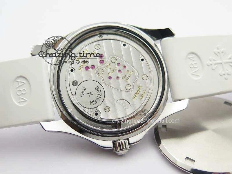 Aquanaut SS 35mm Best Editon White Dial Diamond Bezel On White Rubber Strap Ronda Quartz HighQuality 9078