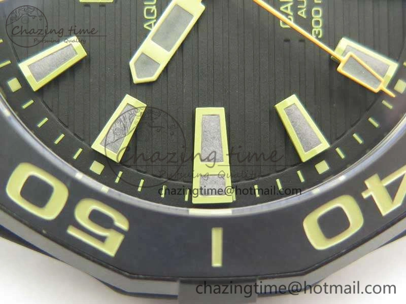 Aquaracer Calibre 43mm DLC V6F Best Edition Black Textured Dial Ceramic Bezel On Nylon Strap A Popular 9684