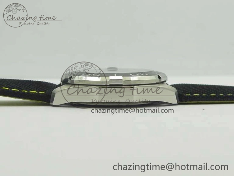 Aquaracer Calibre 43mm SS V6F Best Edition Black Textured Dial Ceramic Bezel On Nylon Strap A Sophisticated 9685