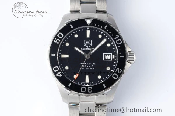 Seasonal Aquaracer Calibre 5 41.5mm TARF 1:1 Best Edition Black Dial Black Bezel on SS Bracelet SW 9661