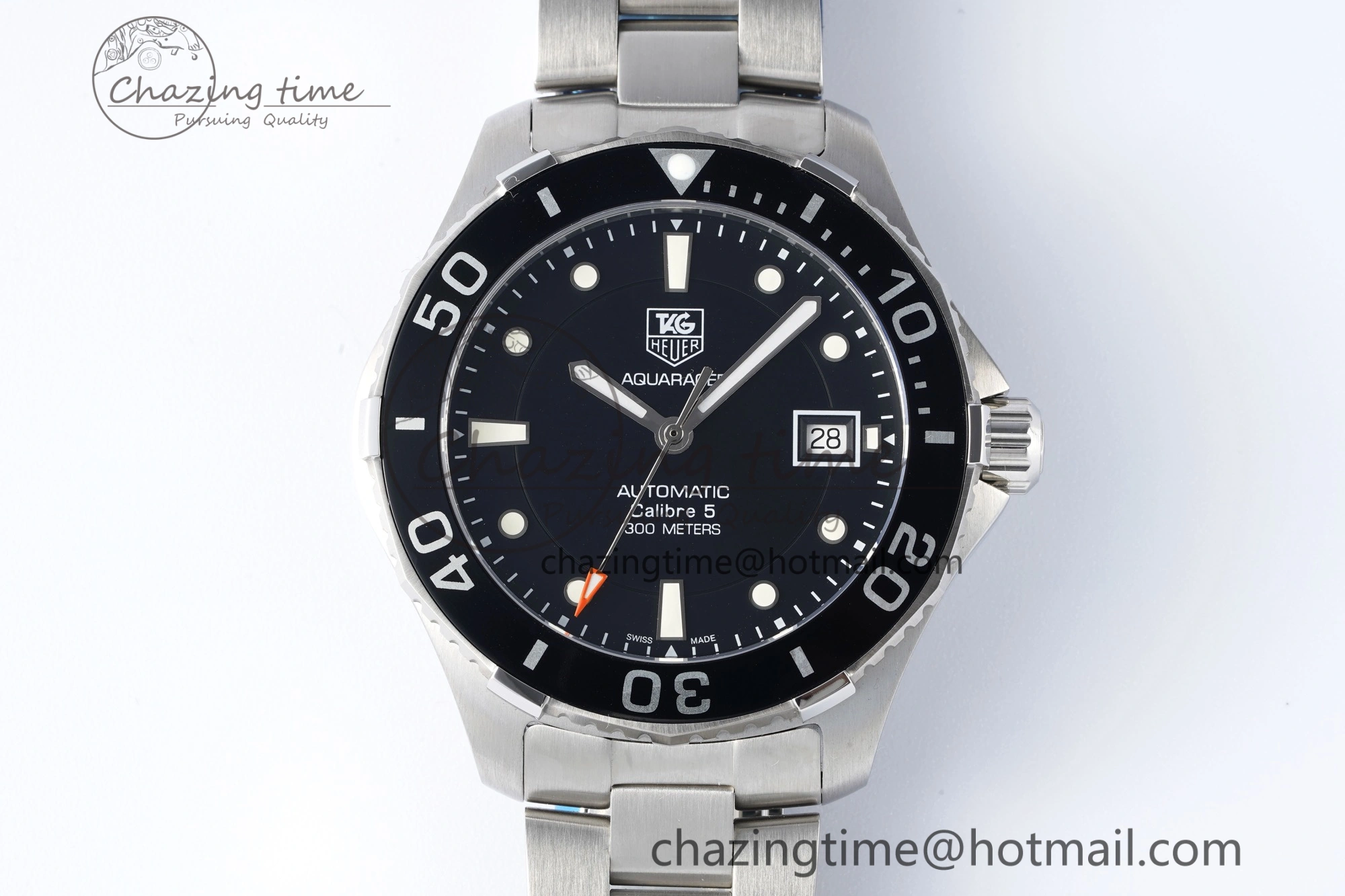 Seasonal Aquaracer Calibre 5 41.5mm TARF 1:1 Best Edition Black Dial Black Bezel on SS Bracelet SW 9661
