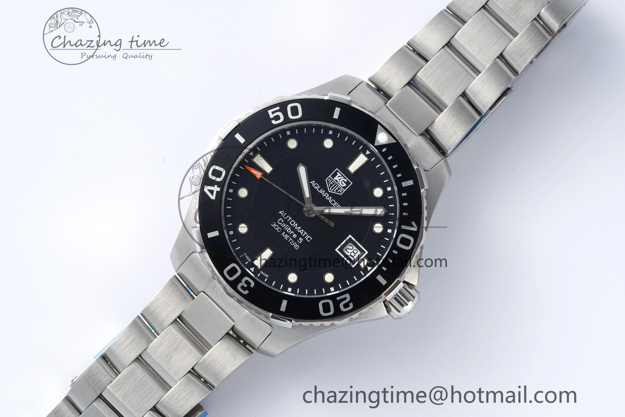 Seasonal Aquaracer Calibre 5 41.5mm TARF 1:1 Best Edition Black Dial Black Bezel on SS Bracelet SW 9661