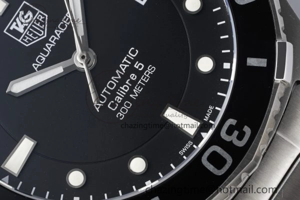 Seasonal Aquaracer Calibre 5 41.5mm TARF 1:1 Best Edition Black Dial Black Bezel on SS Bracelet SW 9661