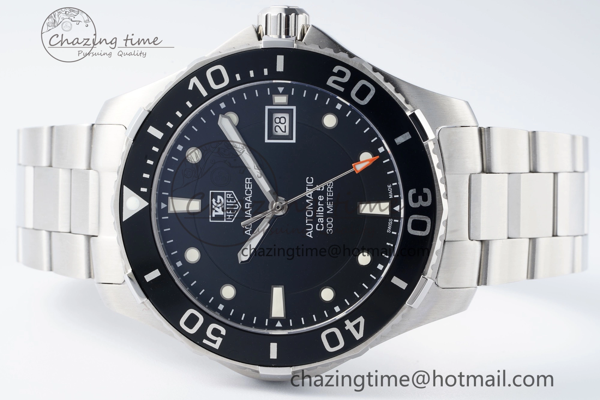 Seasonal Aquaracer Calibre 5 41.5mm TARF 1:1 Best Edition Black Dial Black Bezel on SS Bracelet SW 9661