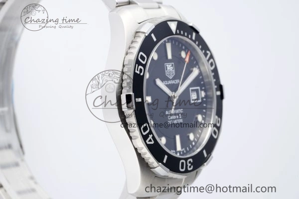 Seasonal Aquaracer Calibre 5 41.5mm TARF 1:1 Best Edition Black Dial Black Bezel on SS Bracelet SW 9661