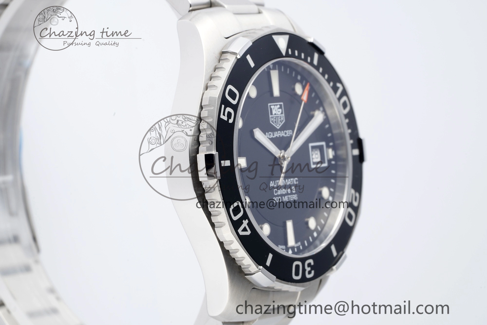 Seasonal Aquaracer Calibre 5 41.5mm TARF 1:1 Best Edition Black Dial Black Bezel on SS Bracelet SW 9661