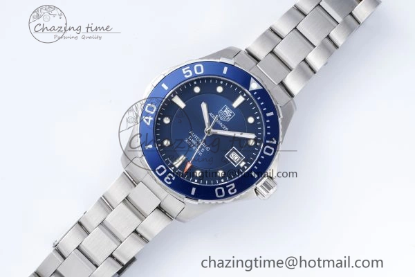 Aquaracer Calibre 5 41.5mm TARF 1:1 Best Edition Blue Dial Blue Bezel on SS Bracelet SW WaterResistant 9662