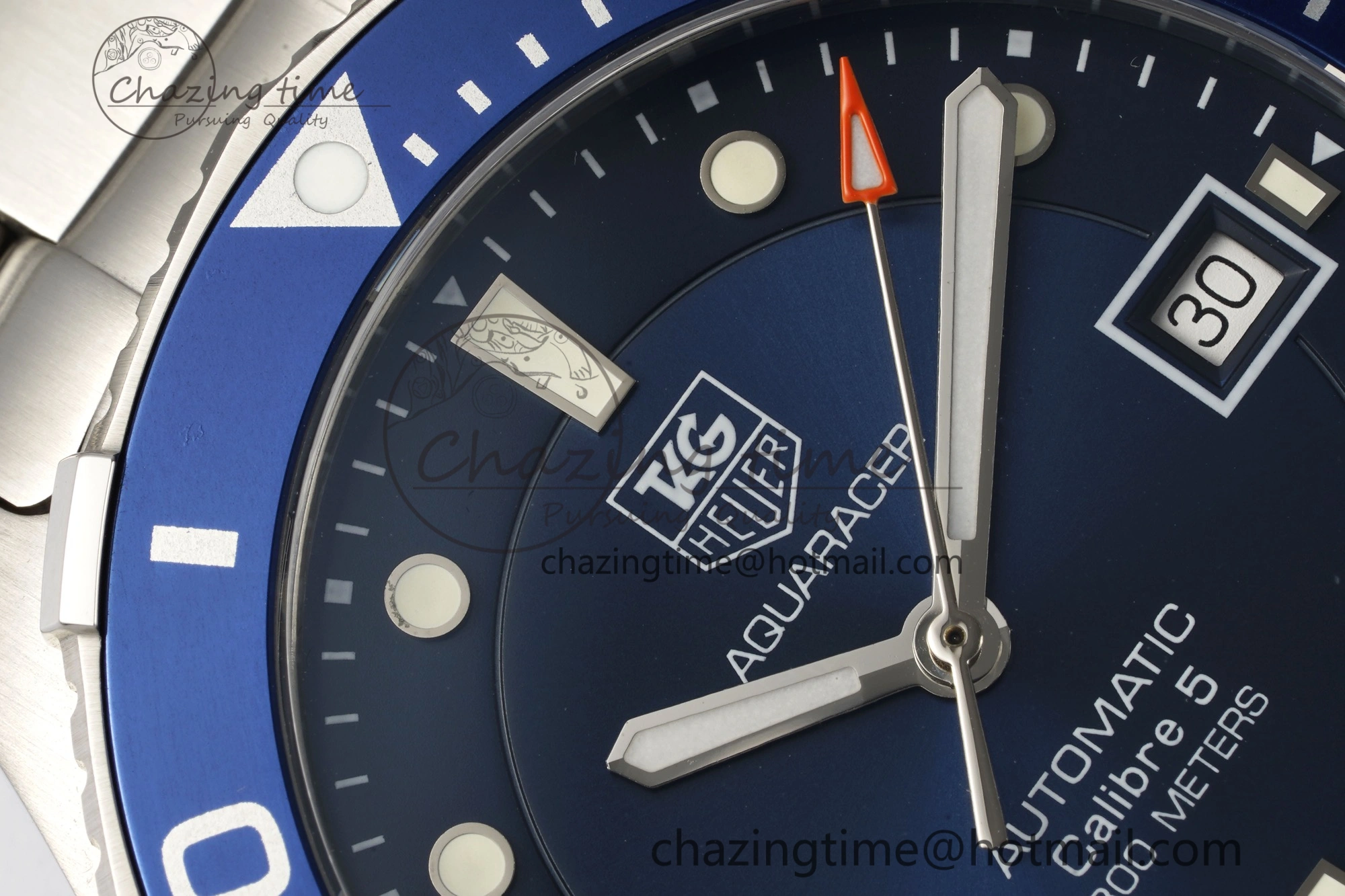 Aquaracer Calibre 5 41.5mm TARF 1:1 Best Edition Blue Dial Blue Bezel on SS Bracelet SW WaterResistant 9662