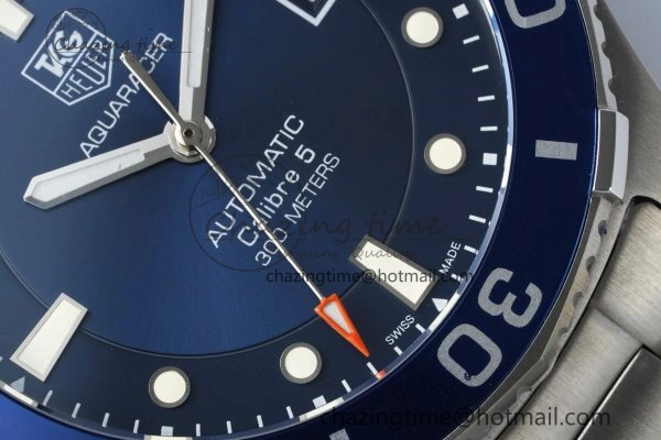 Aquaracer Calibre 5 41.5mm TARF 1:1 Best Edition Blue Dial Blue Bezel on SS Bracelet SW WaterResistant 9662