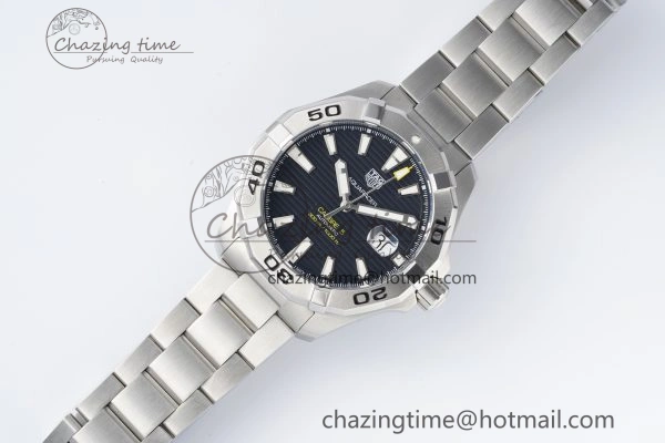 Aquaracer Calibre 5 44mm TARF 1:1 Best Edition Black Dial SS Bezel on SS Bracelet SW GoAnywhere 9658