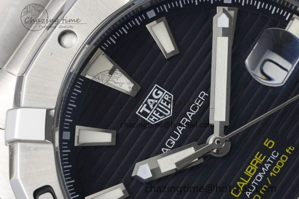 Aquaracer Calibre 5 44mm TARF 1:1 Best Edition Black Dial SS Bezel on SS Bracelet SW GoAnywhere 9658