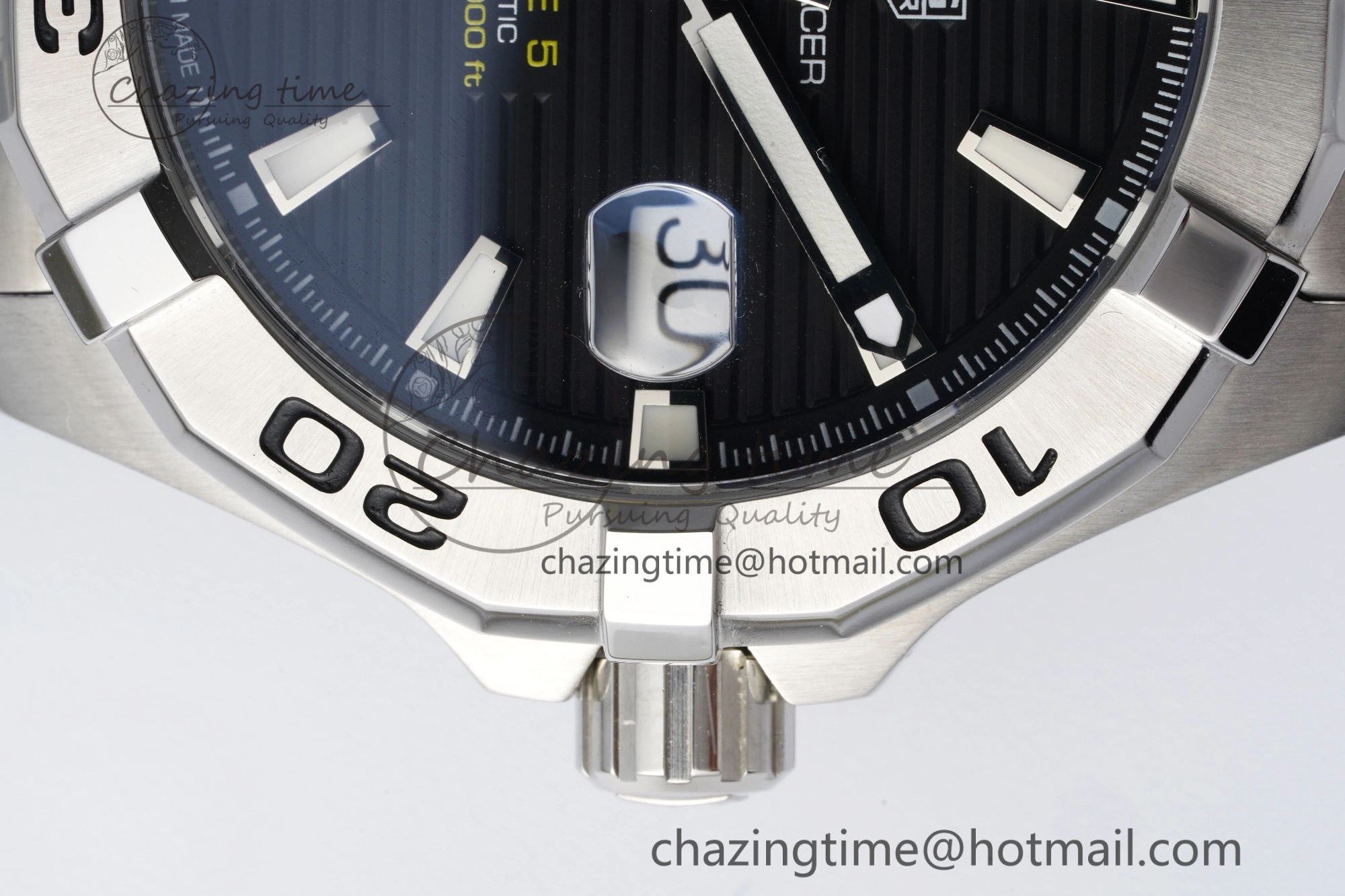Aquaracer Calibre 5 44mm TARF 1:1 Best Edition Black Dial SS Bezel on SS Bracelet SW GoAnywhere 9658