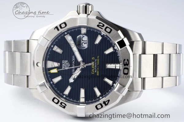Aquaracer Calibre 5 44mm TARF 1:1 Best Edition Black Dial SS Bezel on SS Bracelet SW GoAnywhere 9658