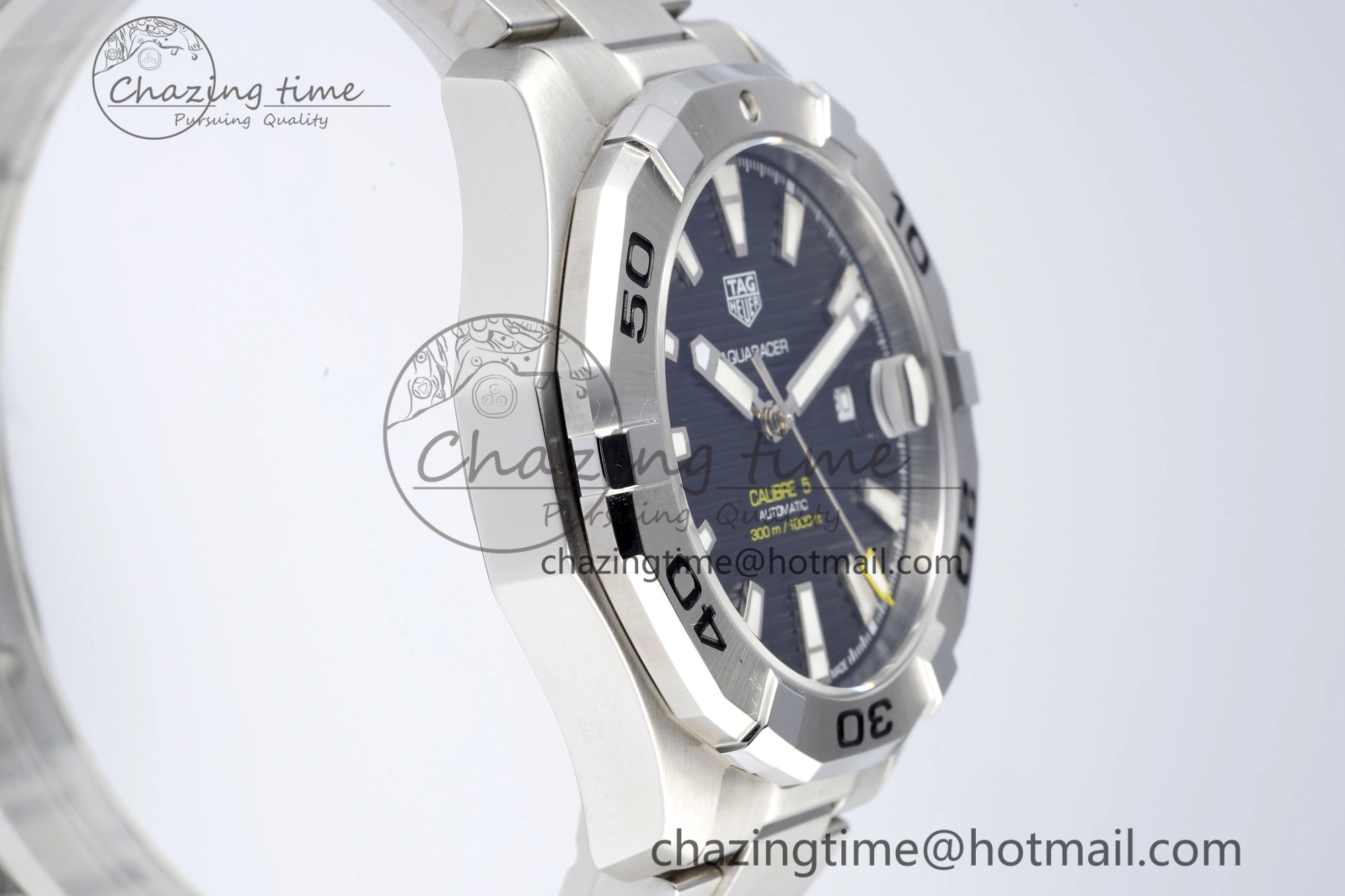 Aquaracer Calibre 5 44mm TARF 1:1 Best Edition Black Dial SS Bezel on SS Bracelet SW GoAnywhere 9658