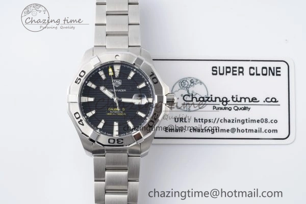 Aquaracer Calibre 5 44mm TARF 1:1 Best Edition Black Dial SS Bezel on SS Bracelet SW GoAnywhere 9658