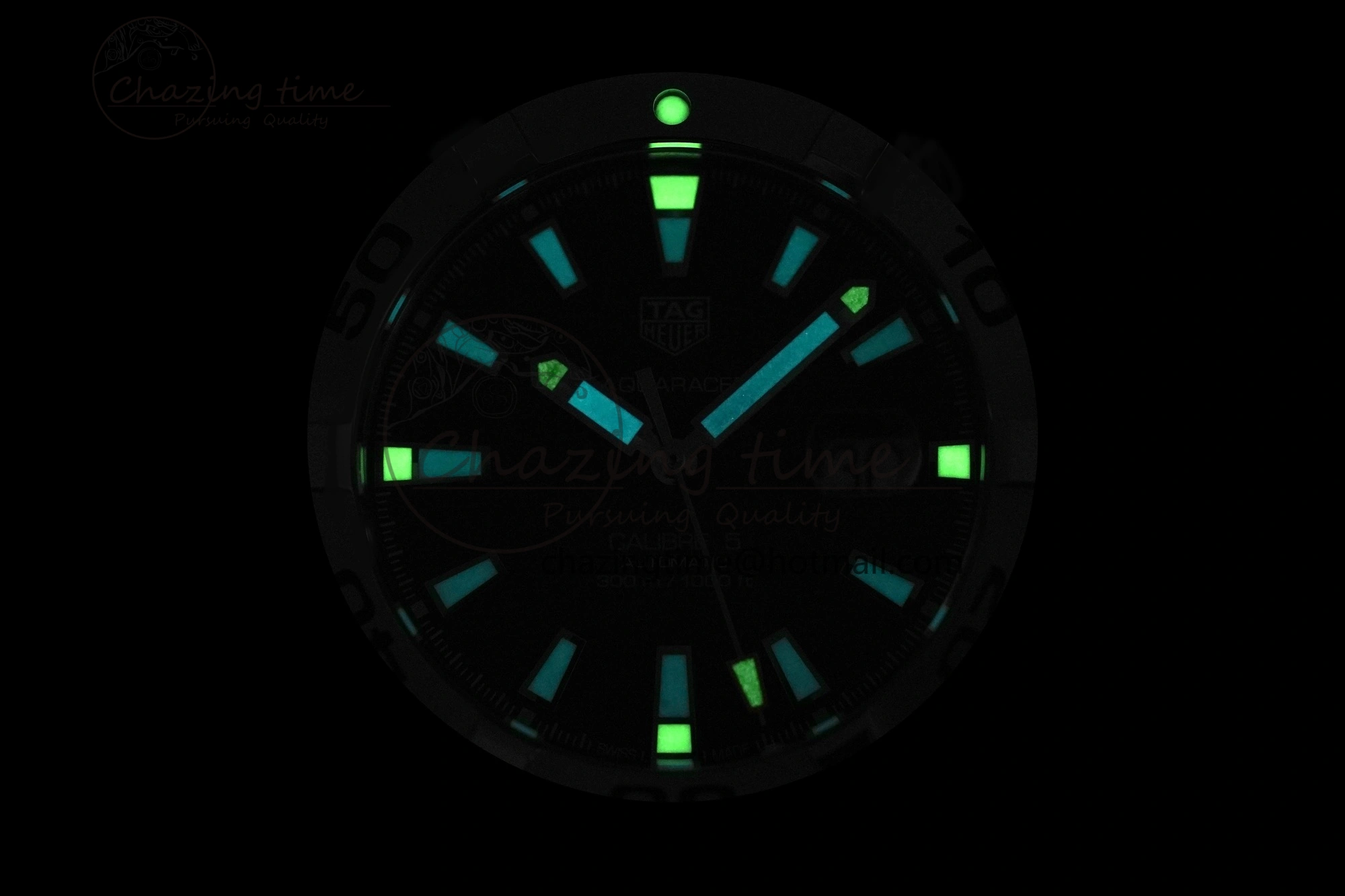 Aquaracer Calibre 5 44mm TARF 1:1 Best Edition Black Dial SS Bezel on SS Bracelet SW GoAnywhere 9658