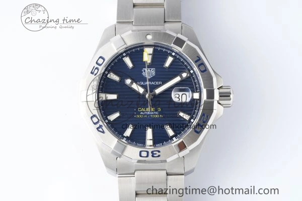 Aquaracer Calibre 5 44mm TARF 1:1 Best Edition Blue Dial SS Bezel on SS Bracelet SW Sophisticated 9659
