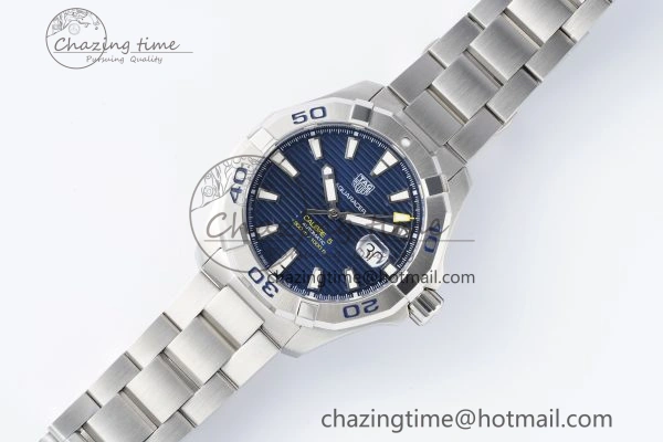 Aquaracer Calibre 5 44mm TARF 1:1 Best Edition Blue Dial SS Bezel on SS Bracelet SW Sophisticated 9659