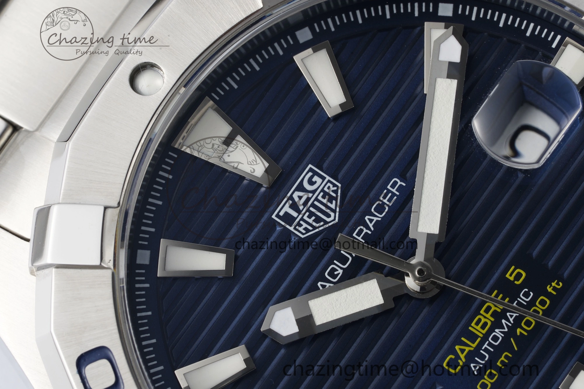 Aquaracer Calibre 5 44mm TARF 1:1 Best Edition Blue Dial SS Bezel on SS Bracelet SW Sophisticated 9659